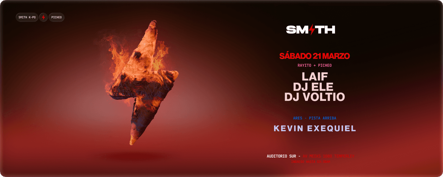 imagen del evento: PICHEO X SMITH 28/3 ❤️🔥